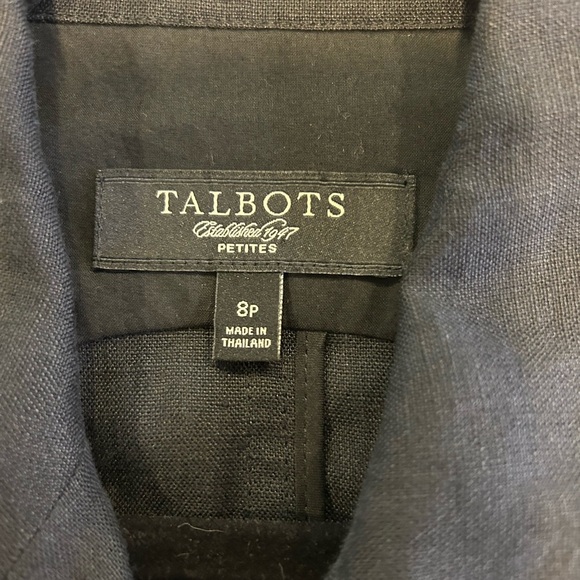 💙”Talbots” Women's Dark Navy 100% Linen Zip Front Jacket w/ Pockets Size 8P💙 - Picture 10 of 16
